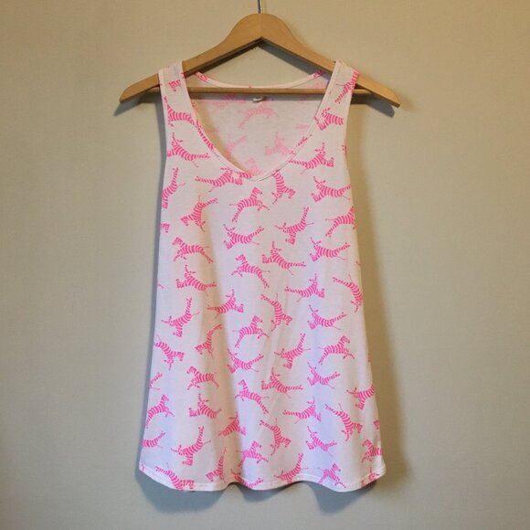 Warehouse One Neon Pink and White Zebra Tank Top - Picture 2 of 16